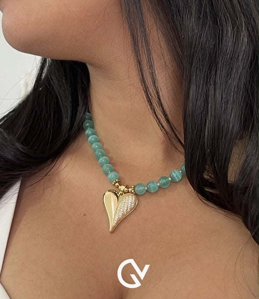 Collar turquesa - corazón