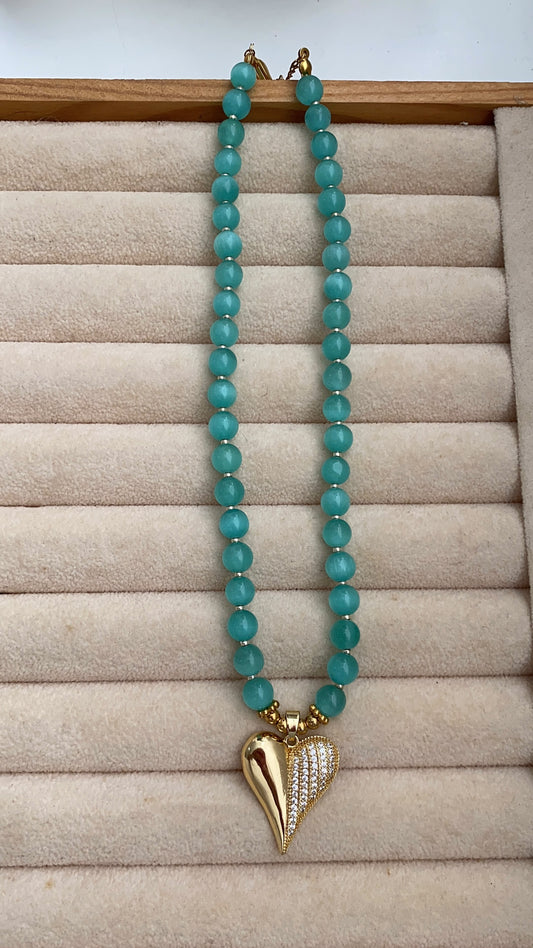 Collar turquesa - corazón