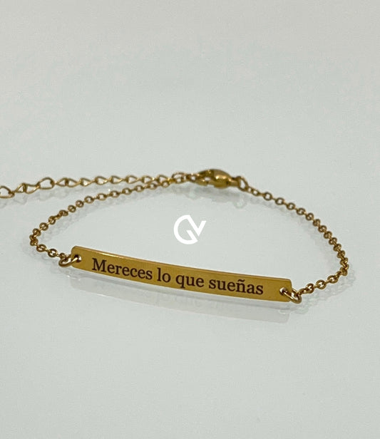 Pulsera placa rectangular con grabado